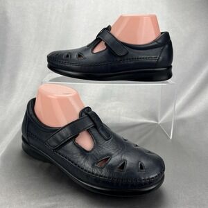 Sas Roamer Slip On Loafers Navy Blue Mary Jane T-strap Lightweight Size 7.5 N